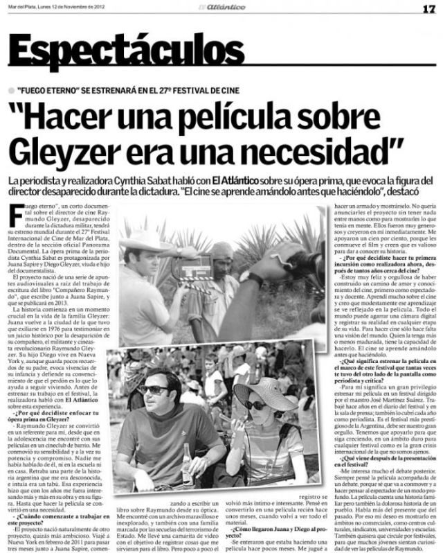 Entrevista publicada por el diario El Atlántico el 12-11-2012